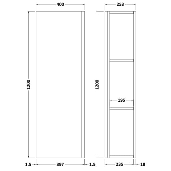 Urfa 40cm Bathroom Wall Hung Tall Unit In Satin Blue_3