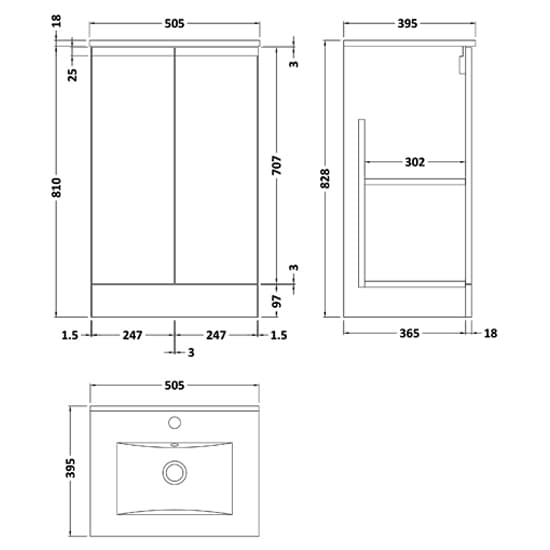 Urfa 50cm 2 Doors Vanity With Minimalist Basin In Satin Grey_3