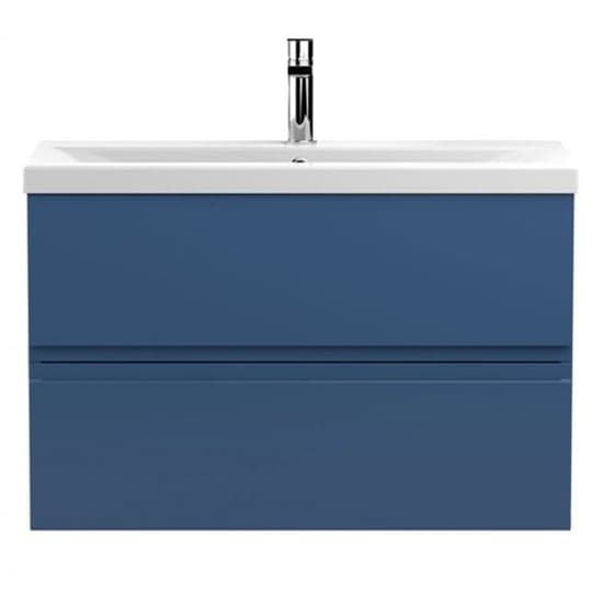 Urfa 80cm Wall Hung Vanity With Mid Edged Basin In Satin Blue_1