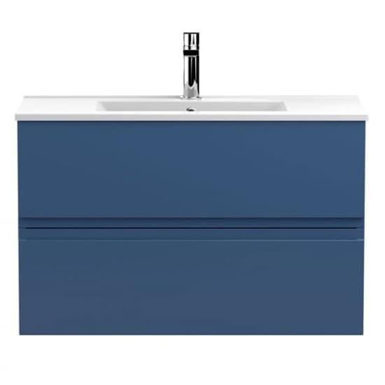 Urfa 80cm Wall Hung Vanity With Minimalist Basin In Satin Blue_1
