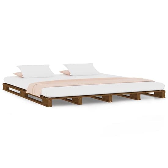 Urika Solid Pine Wood King Size Bed In Honey Brown_2