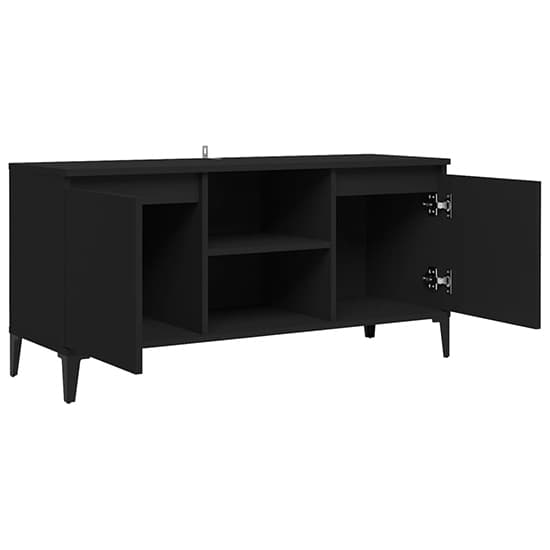 Usra Wooden TV Stand With 2 Doors And Shelf In Black_5