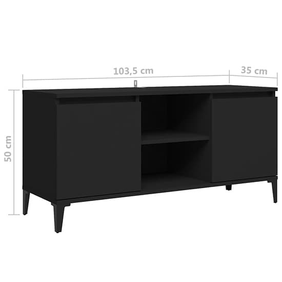 Usra Wooden TV Stand With 2 Doors And Shelf In Black_6