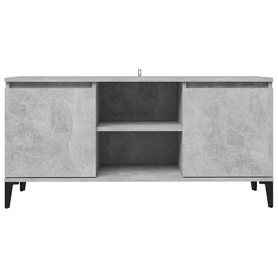 Usra Wooden TV Stand With 2 Doors And Shelf In Concrete Effect_3
