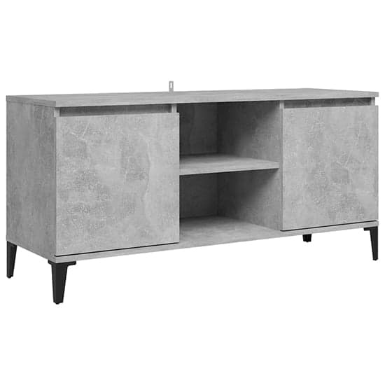 Usra Wooden TV Stand With 2 Doors And Shelf In Concrete Effect_4