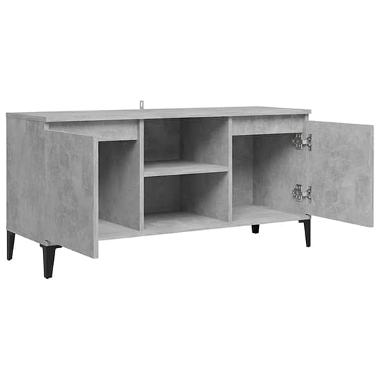 Usra Wooden TV Stand With 2 Doors And Shelf In Concrete Effect_5