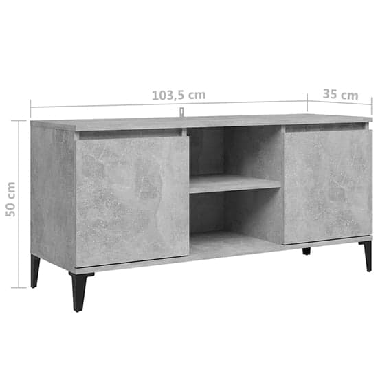 Usra Wooden TV Stand With 2 Doors And Shelf In Concrete Effect_6