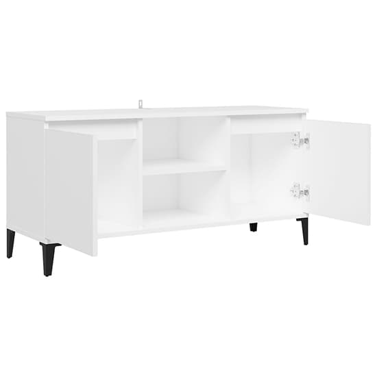 Usra Wooden TV Stand With 2 Doors And Shelf In White_5