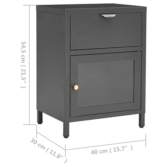 Utara Steel Bedside Cabinet With 1 Door 1 Drawer In Anthracite_5