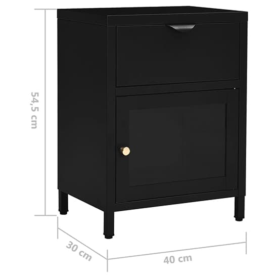 Utara Steel Bedside Cabinet With 1 Door 1 Drawer In Black_5
