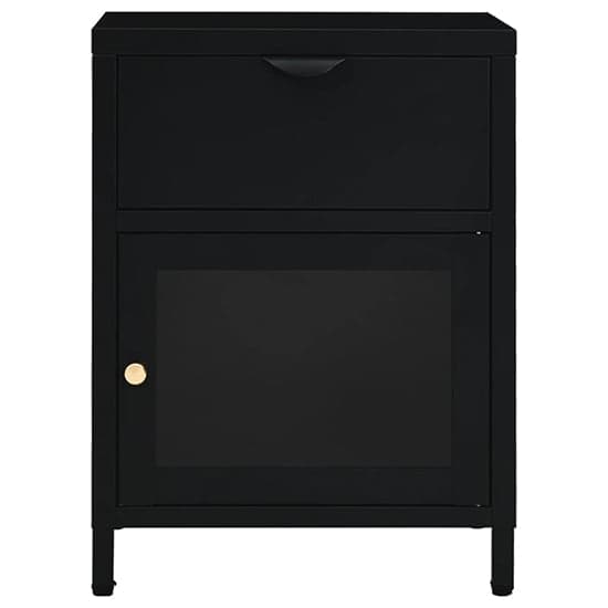 Utara Steel Bedside Cabinet With 1 Door 1 Drawer In Black_3