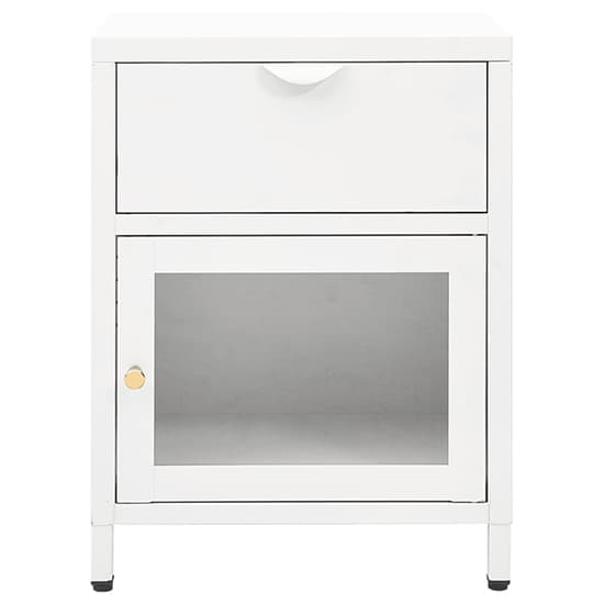 Utara Steel Bedside Cabinet With 1 Door 1 Drawer In White_3