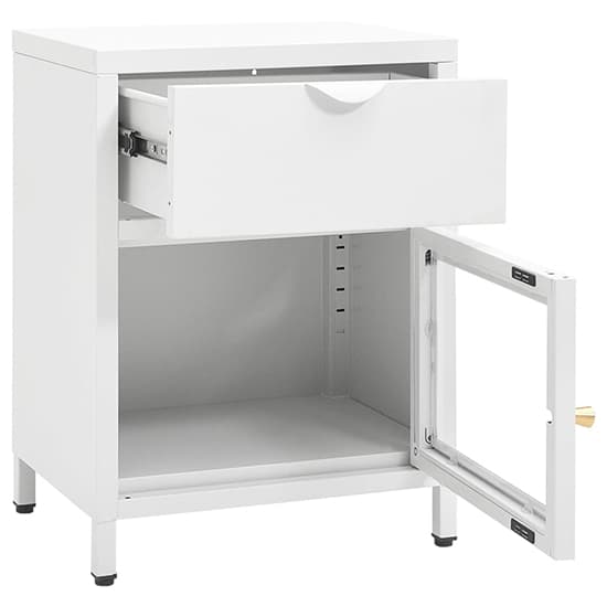 Utara Steel Bedside Cabinet With 1 Door 1 Drawer In White_4