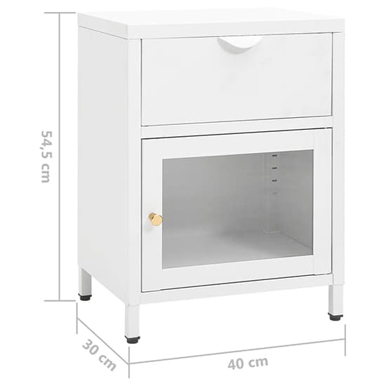 Utara Steel Bedside With 1 Door 1 Drawer In White Furniture
