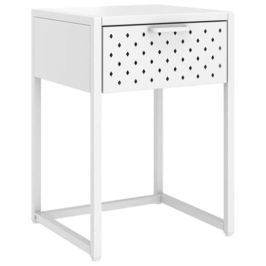Utara Steel Bedside Cabinet With 1 Drawer In White_2