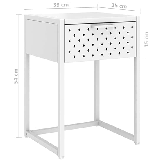 Utara Steel Bedside Cabinet With 1 Drawer In White_5