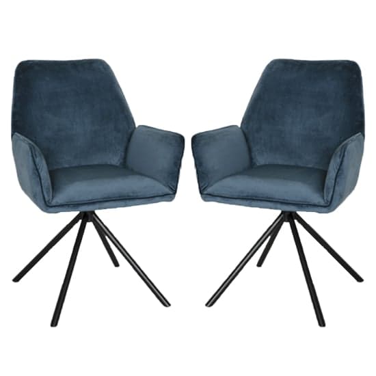 Utica Blue Carver Velvet Dining Chairs In Pair_1