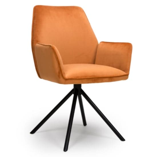 Utica Brunt Orange Carver Velvet Dining Chairs In Pair_2