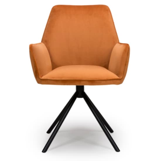Utica Brunt Orange Carver Velvet Dining Chairs In Pair_3