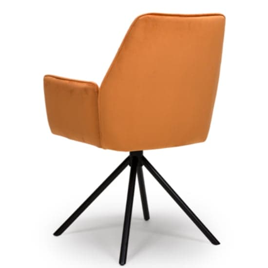 Utica Brunt Orange Carver Velvet Dining Chairs In Pair_4