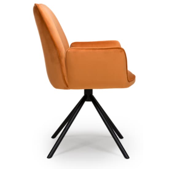 Utica Brunt Orange Carver Velvet Dining Chairs In Pair_6