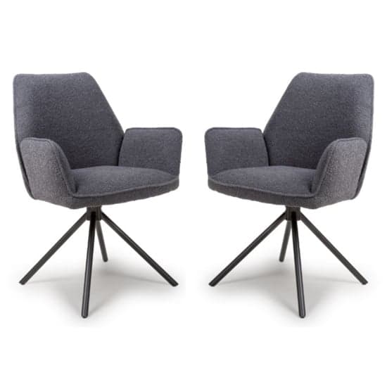 Utica Grey Boucle Carver Snuggly Fabric Dining Chairs In Pair_1