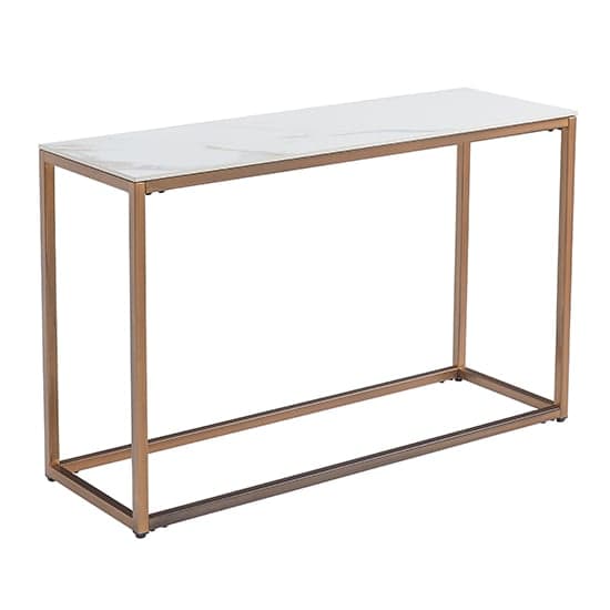 Utica Sintered Stone Console Table In White Kass Gold_1