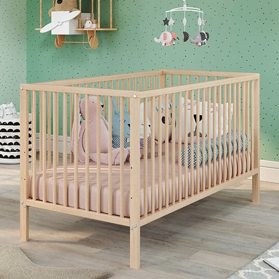 Uvatera Wooden Baby Cot With Slatted Frame In Beech_1