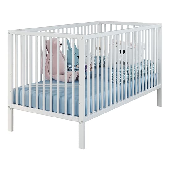 Uvatera Wooden Baby Cot With Slatted Frame In Matt White_5