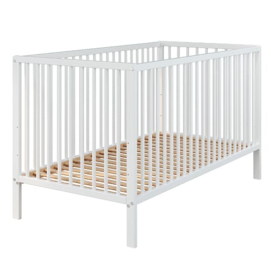 Uvatera Wooden Baby Cot With Slatted Frame In Matt White_6