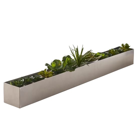 Vail Long Aluminium Centrepiece Table Plant Holder In Silver_3