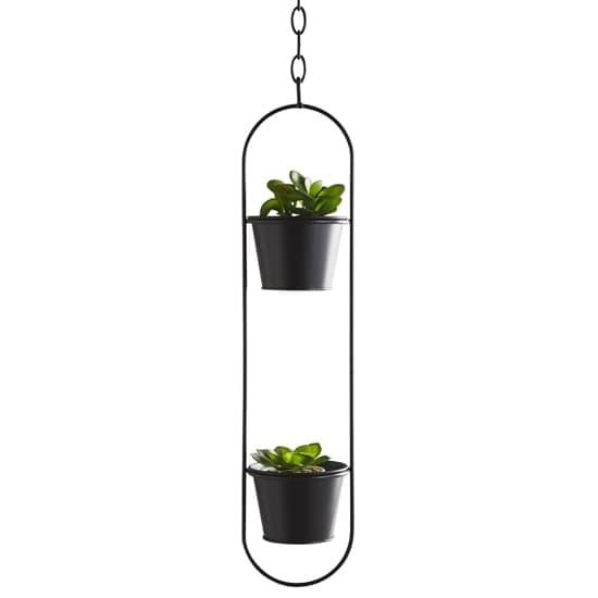 Vail Small Metal Duo Hanging Plant Holder In Black_3