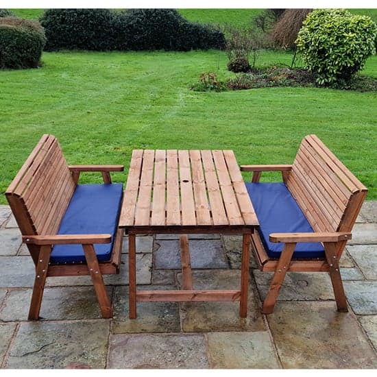 Vail Timber Dining Table Large With 2 Large Benches And Cushion