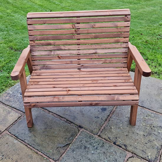 Vail Timber Garden 2 Seater Bench With Footstool In Brown_5