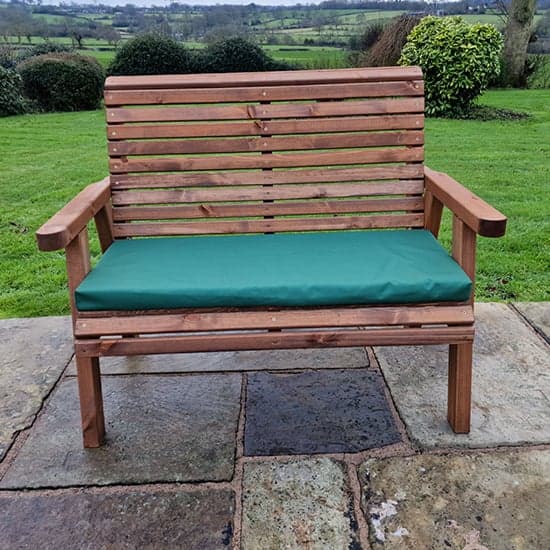 Vail Timber Garden 2 Seater Bench With Green Cushion_2