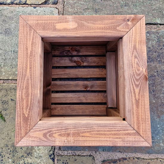 Vail Timber Planter Small Square In Brown_3