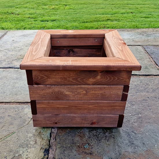 Vail Timber Planter Small Square In Brown_4