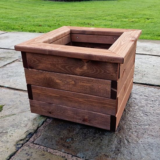 Vail Timber Planter Small Square In Brown_1