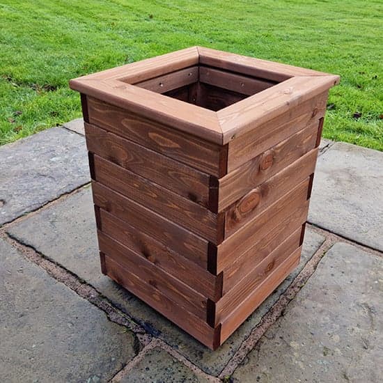 Vail Timber Planter Tall Square In Brown_2