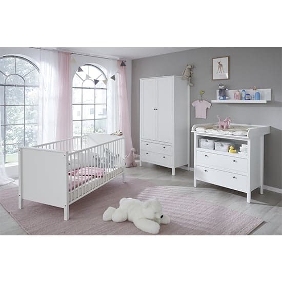 Valdo Baby Room Wooden Furniture Set 2 In White_1