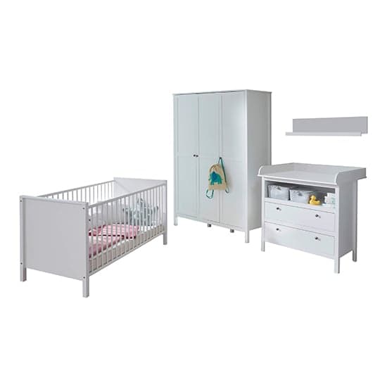 Valdo Baby Room Wooden Furniture Set 4 In White_2
