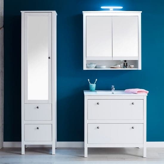 Valdo Wooden Bathroom Furniture Set In White With LED_3
