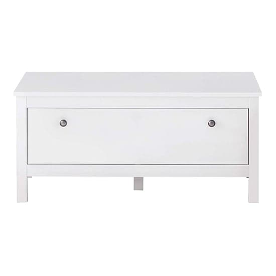 Valdo Large Wooden Seating Bench In White With 1 Drawer_2