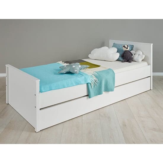 Valdo Wooden Junior Bed With Pull Out Guest Bed In White