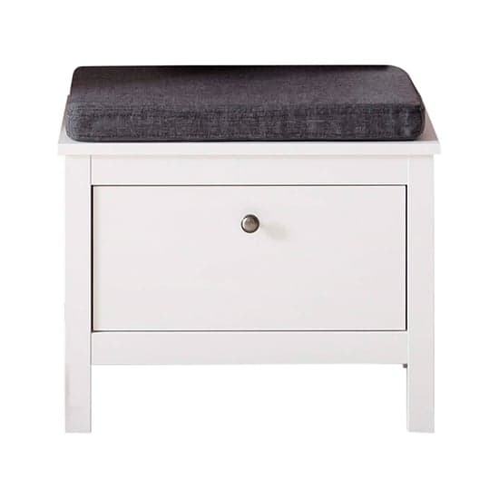 Valdo Wooden Seating Bench In White With 1 Drawer_2
