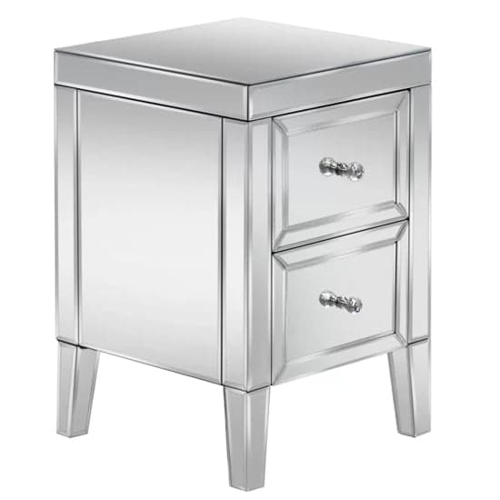 Valence Mirrored Bedside Cabinet With 2 Drawers In Silver_2
