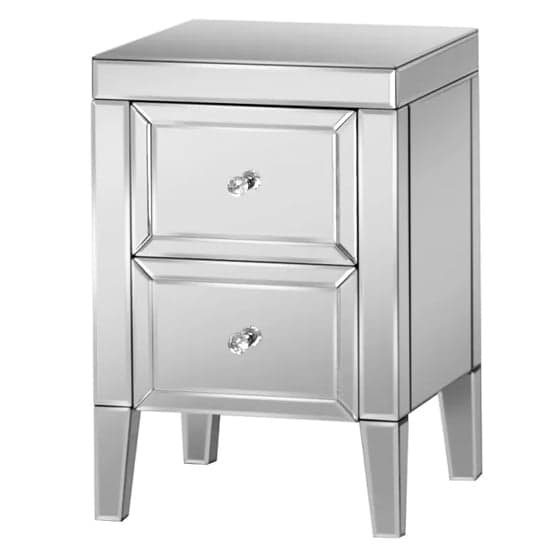Valence Mirrored Bedside Cabinet With 2 Drawers In Silver_3