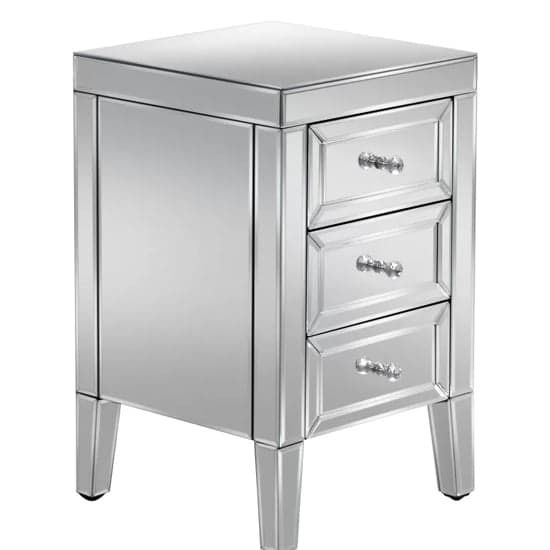 Valence Mirrored Bedside Cabinet With 3 Drawers In Silver_2