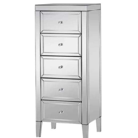 Valence Mirrored Chest Of 5 Drawers Narrow In Silver_3