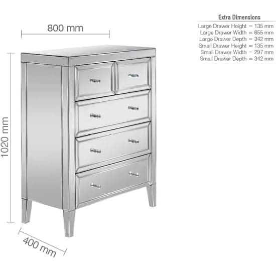 Valence Mirrored Chest Of 5 Drawers In Silver_4